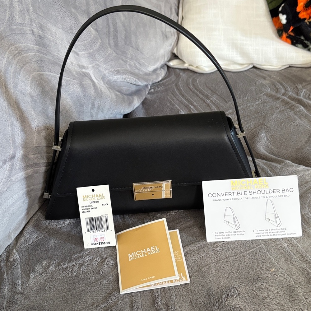 Michael Kors Black Leather Shoulder Bag